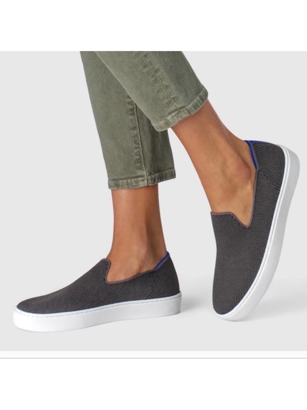 Rothy's Womens "The Sneaker" Slip On Knit Shoes Steel Gray Size 9.5